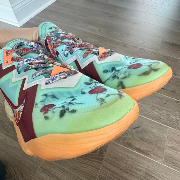 Nike x Mimi Plange LeBron 18 Low "Daughters" Sneakers Roses Teal Mens Sz 8.5 - Picture 9 of 16